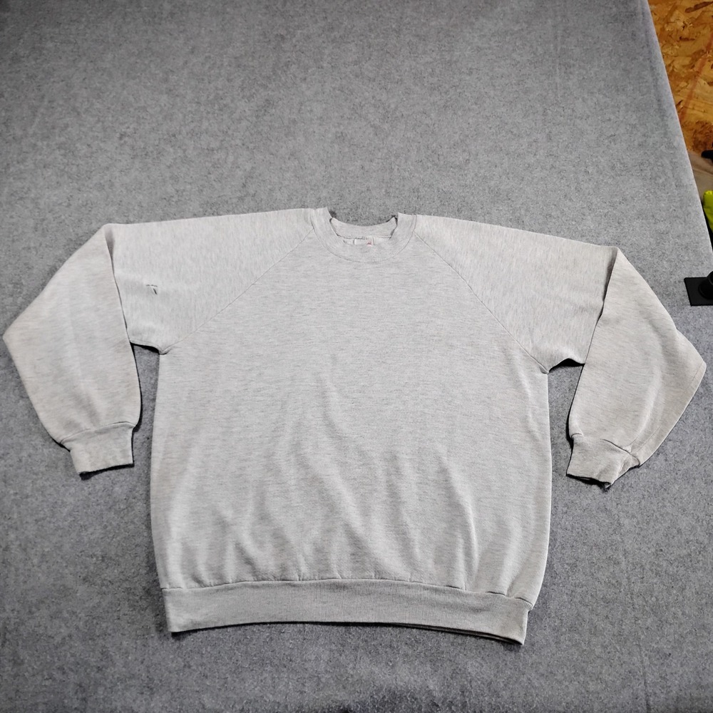 Vintage Jerzees Heather Gray Crewneck Sweatshirt XL Made in USA‎ Raglan Blank